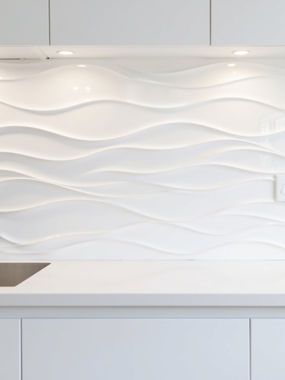 wavy textured kitchen tiles