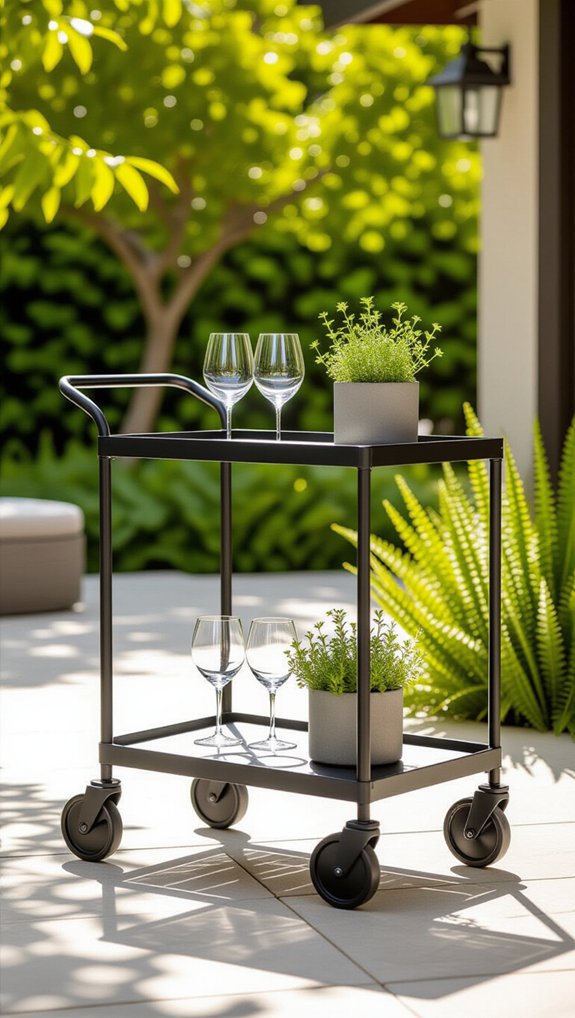 weather resistant outdoor bar cart