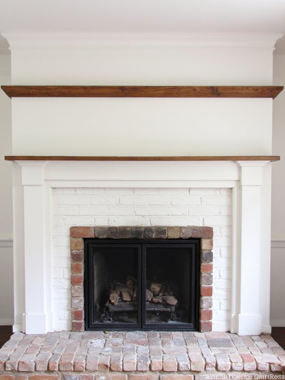 white brick fireplace makeover