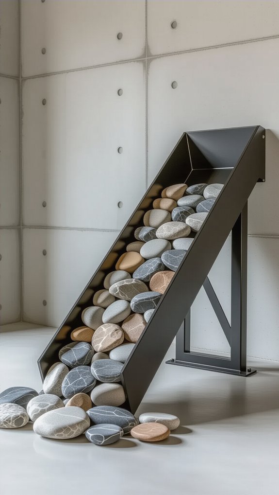 angled industrial rock chute