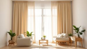 beige curtains for brightness