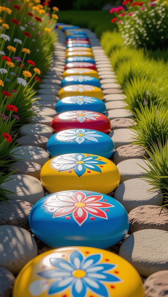 brighten garden with painted stones