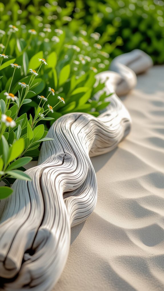 coastal driftwood garden borders