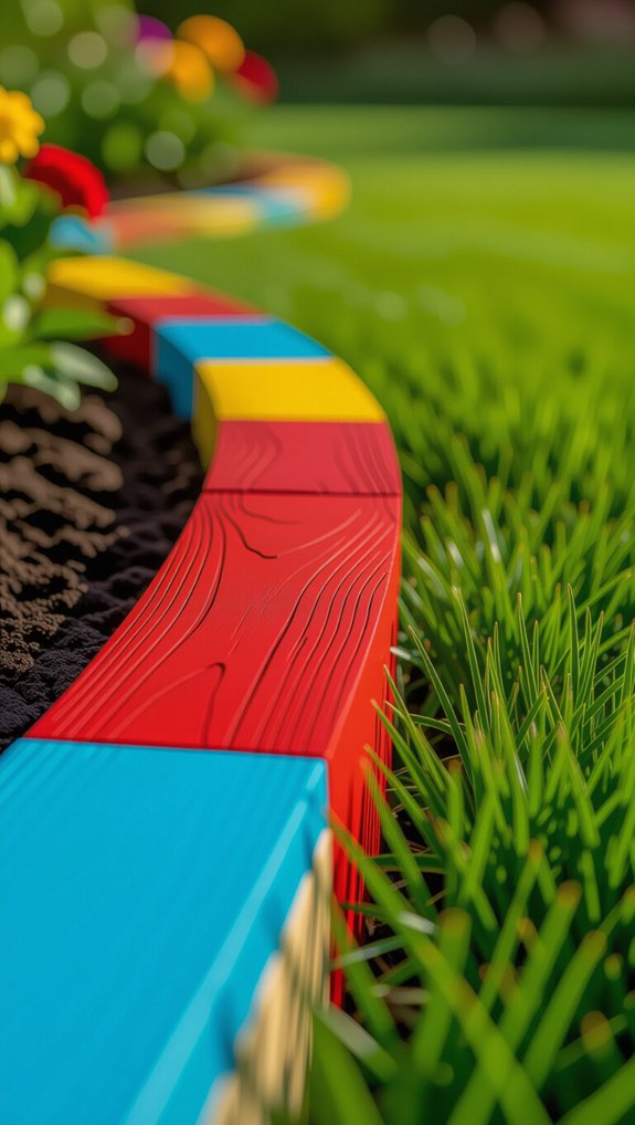 colorful painted timber edging