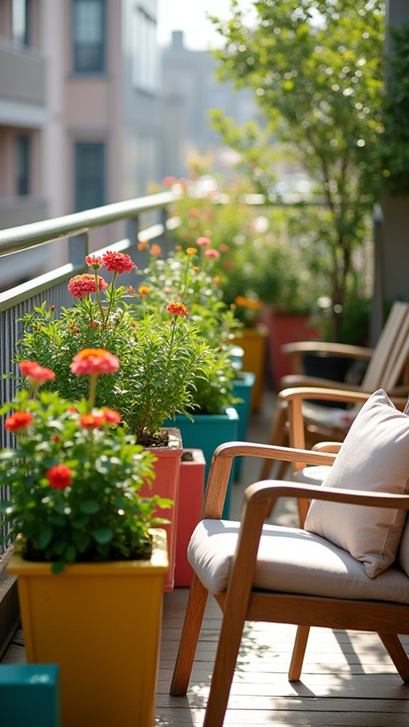 colorful vibrant balcony planters
