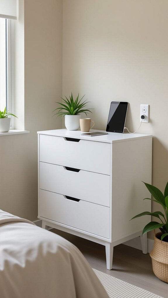 compact dresser with charging