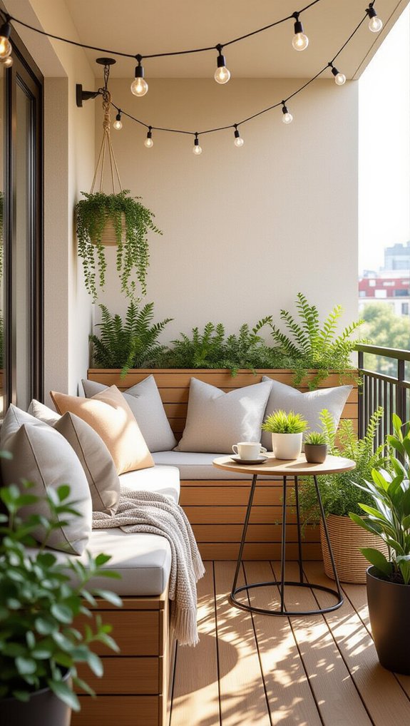 cozy balcony seating nook