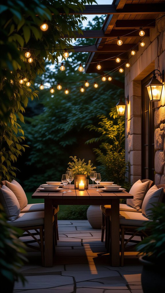 cozy illuminated patio dining