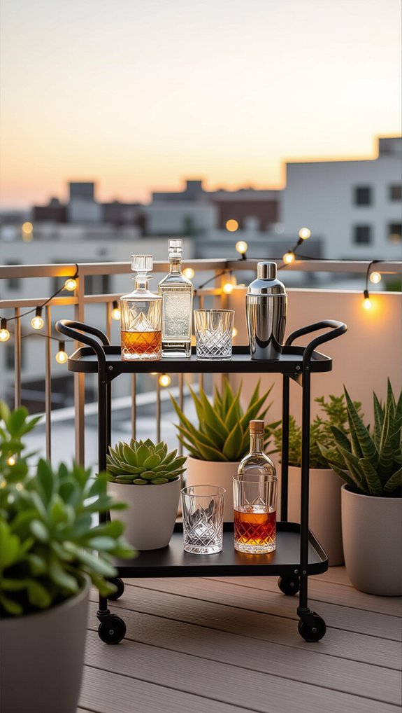 cozy mini outdoor bar cart