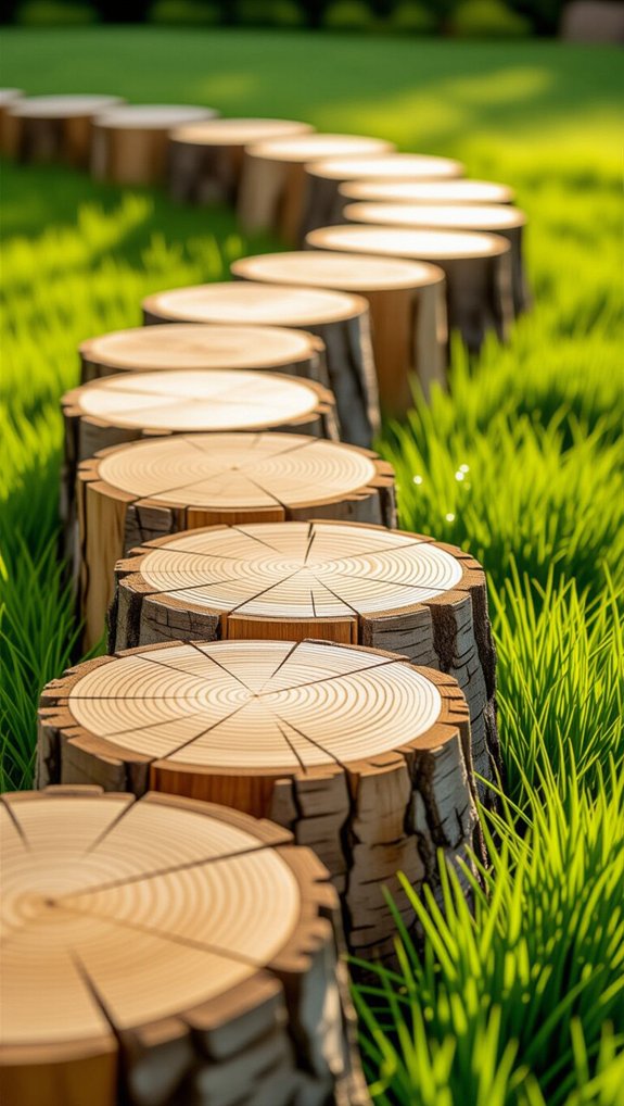 curved rustic half log edging