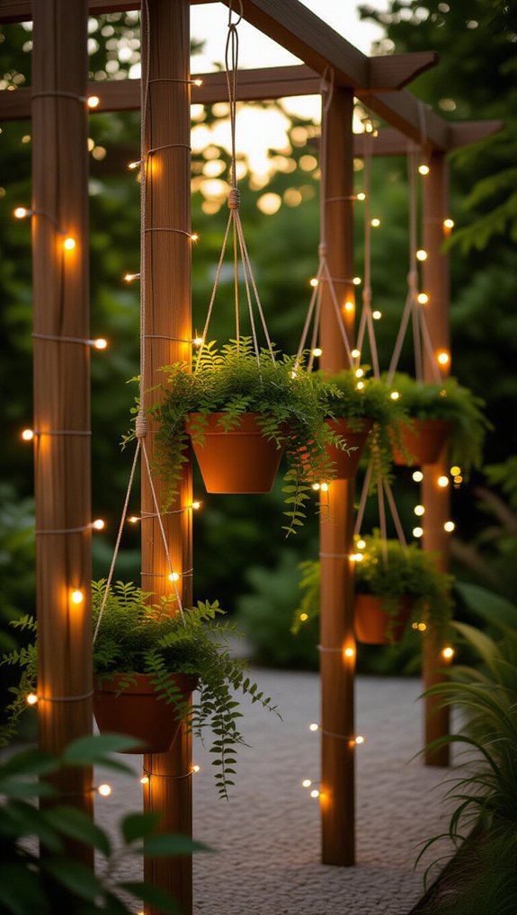 diy planter poles lighting