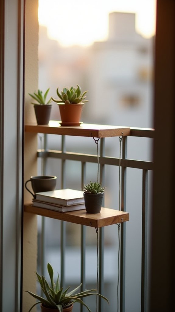 diy tiered balcony shelves