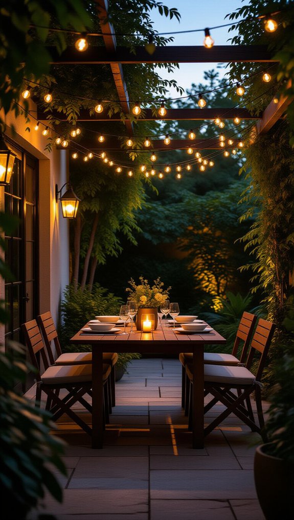 18 Outdoor String Lighting Ideas for Stunning Ambience 2 drape string lights warmly