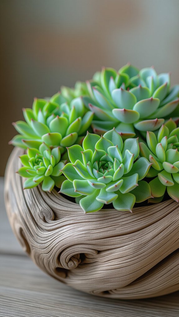 driftwood log succulent planters