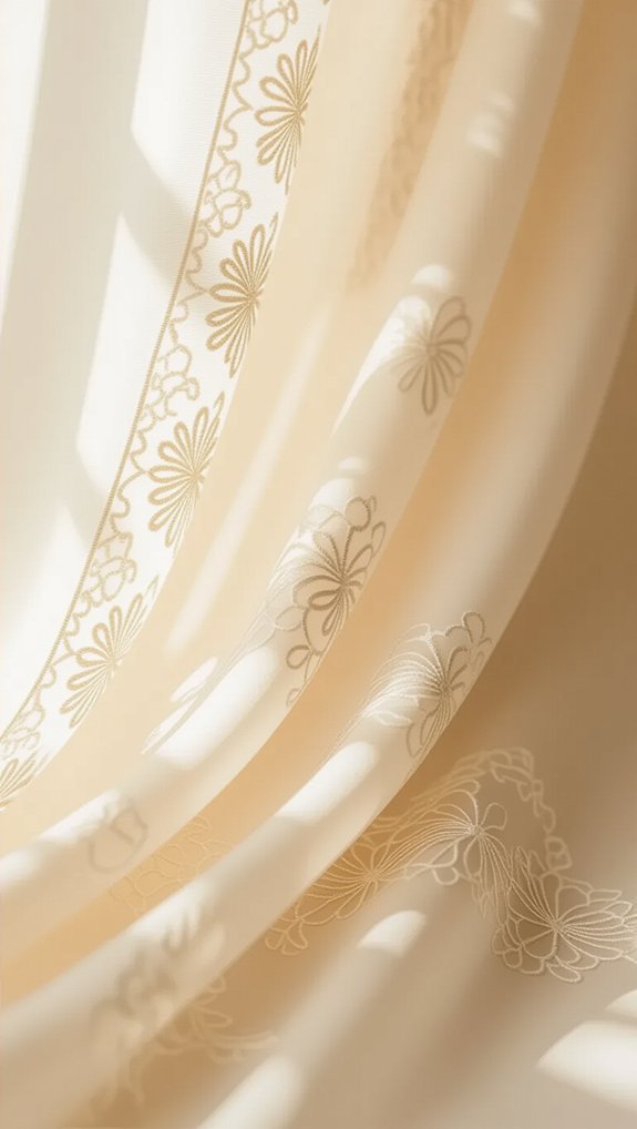 elegant embroidered beige panels