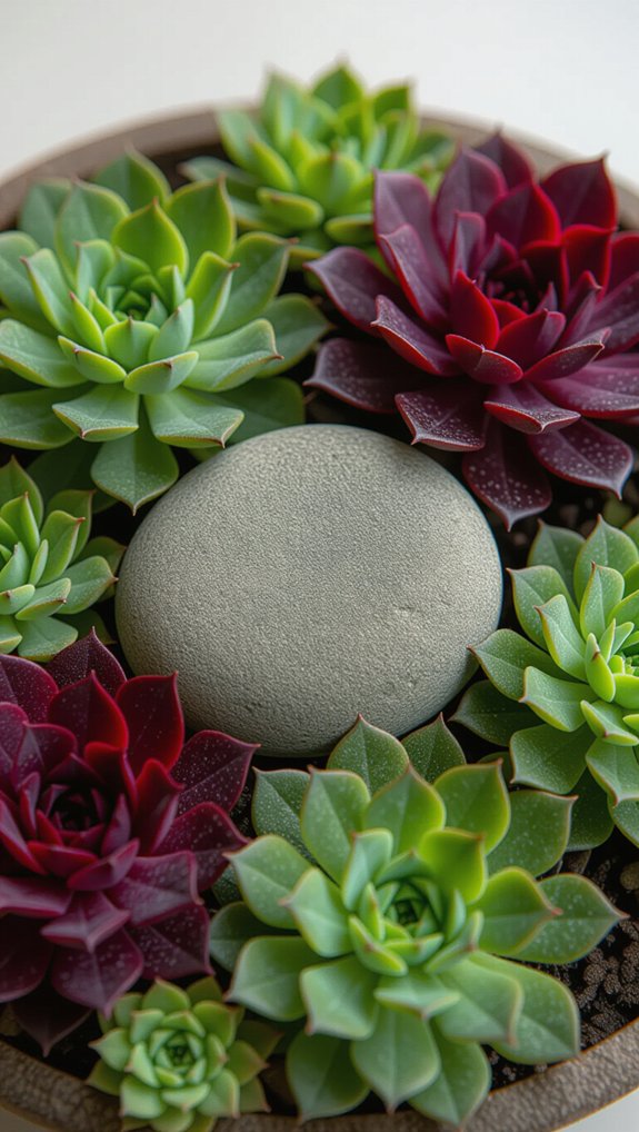 enhancing succulents with stones