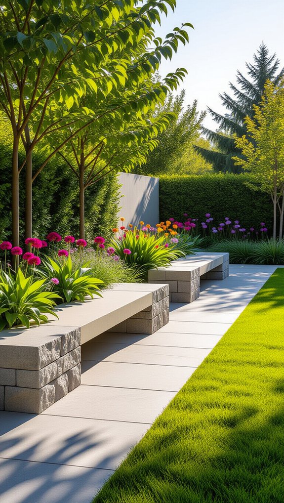 integrated benches enhance gardens