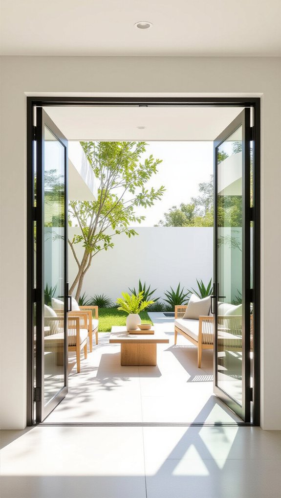 modern flow with pivot doors