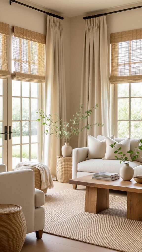 16 Beige Living Room Ideas for a Stylish and Cozy Space 6 natural fiber window treatments