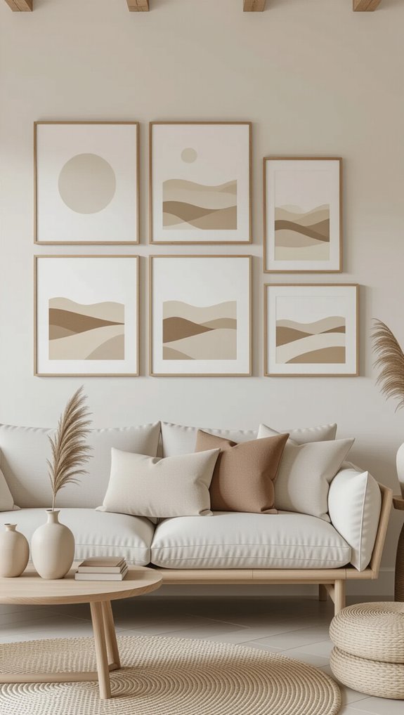 neutral toned gallery wall