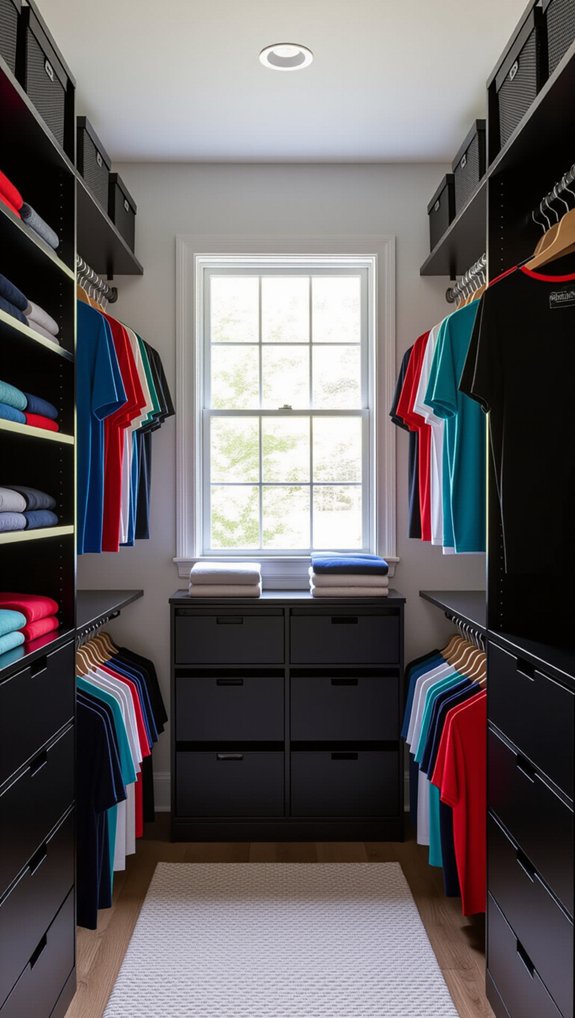 organized sportswear storage area