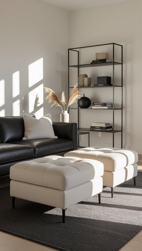 plush beige ottomans enhance comfort