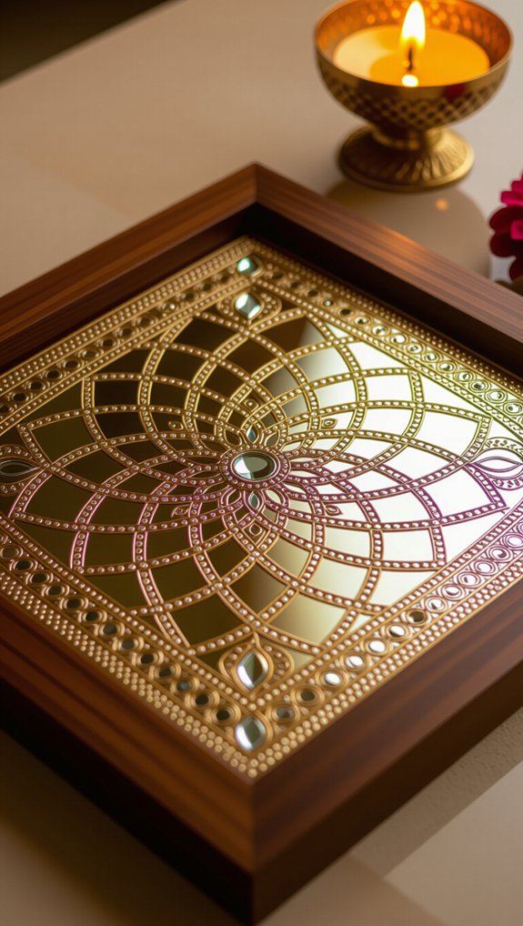 rangoli frame with mirrors