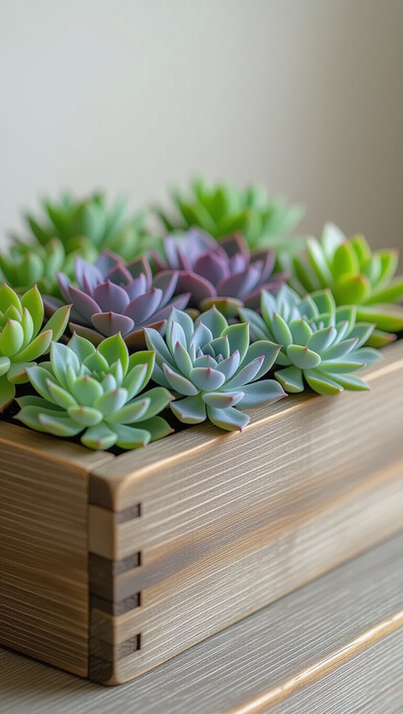 repurposed wooden box planters