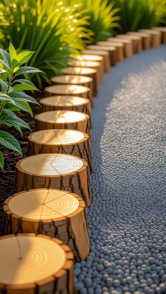 rustic wooden log edging