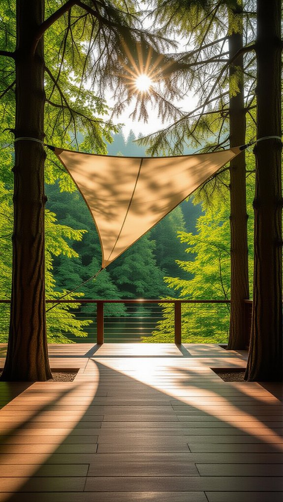shade sails anchored to trees