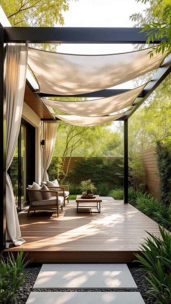 shade sails enhance pergola