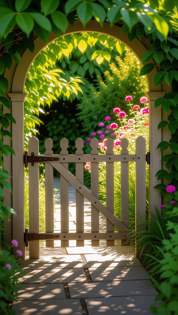 storybook arched wooden gate