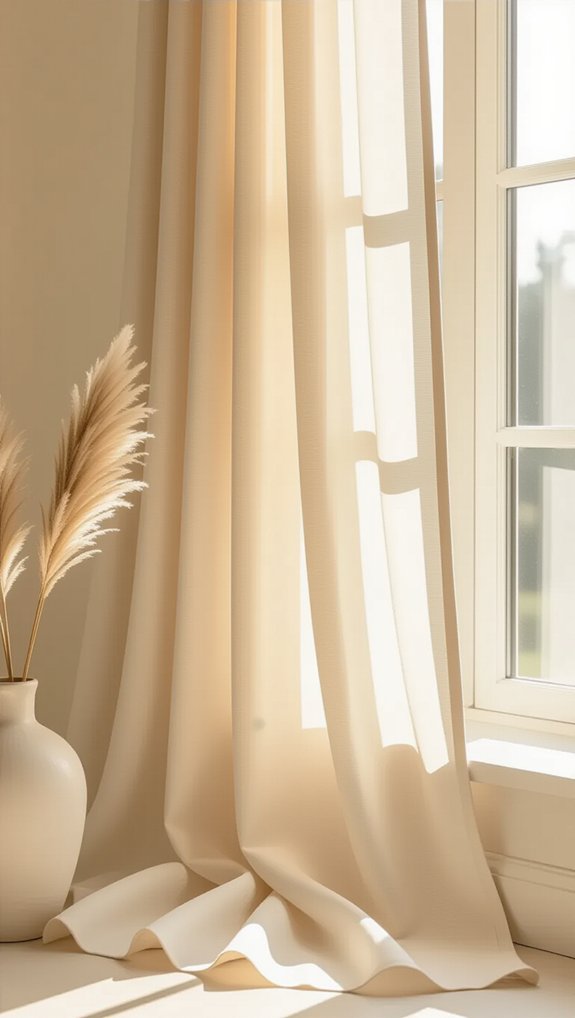 subtle patterned beige drapery