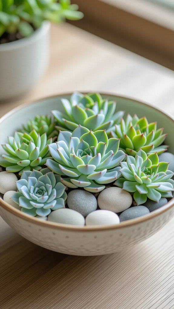 succulent mosaic bowl arrangement