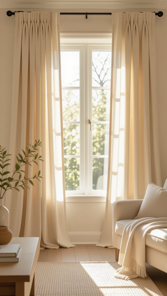 timeless beige rod pocket drapes