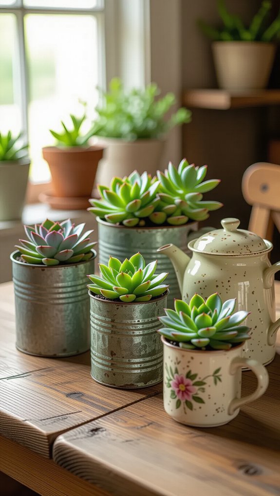 unique vintage container arrangements