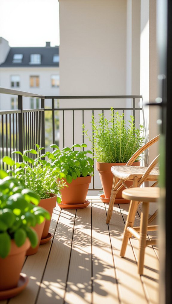 vibrant balcony herb garden