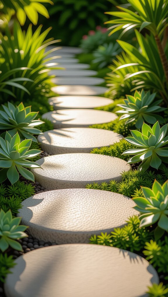 vibrant succulent garden pathways