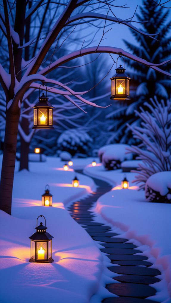 warm winter garden lighting