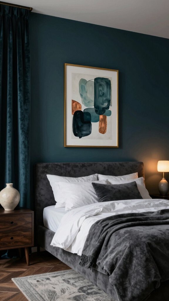 artwork complementing dark teal
