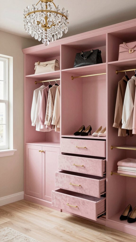 balanced pink closet design