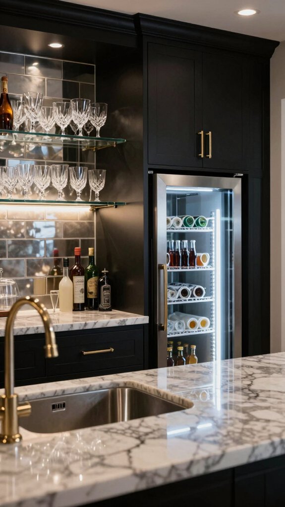 17 Wet Bar Ideas With Sink for Stylish and Functional Homes 14 beverage fridge enhances entertaining