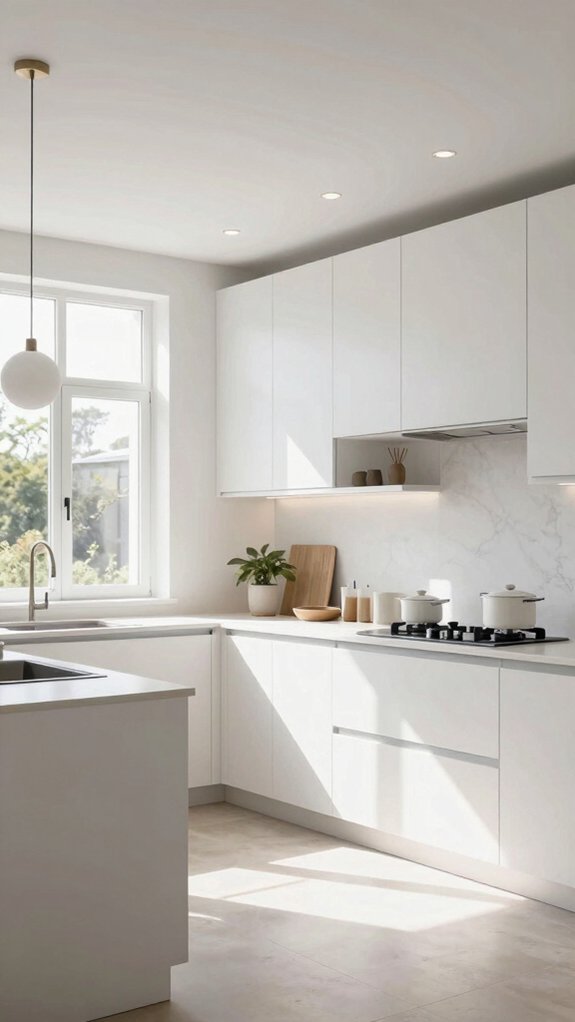 16 Kitchens Without Upper Cabinets for an Open and Airy Feel 9 bright open layered lighting