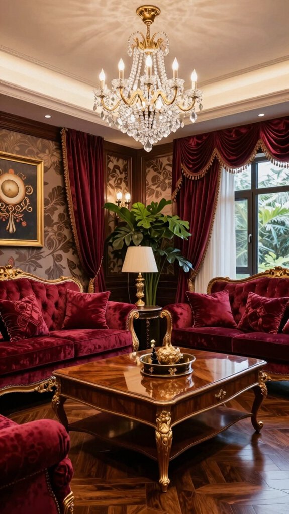 cozy ruby and burgundy accents