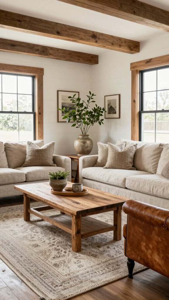 17 Modern Farmhouse Living Room Ideas for a Warm and Timeless Style 11 cozy textured unique rugs