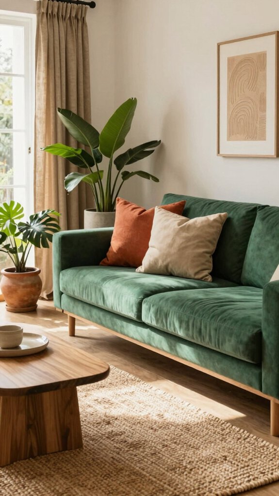 15 Green Couch Living Room Ideas That Feel Fresh and Balanced 15 earthy warm cozy decor
