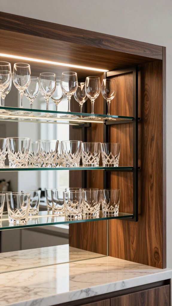 14 Under Bar Counter Ideas for Storage and Style 6 elegant and practical glassware storage