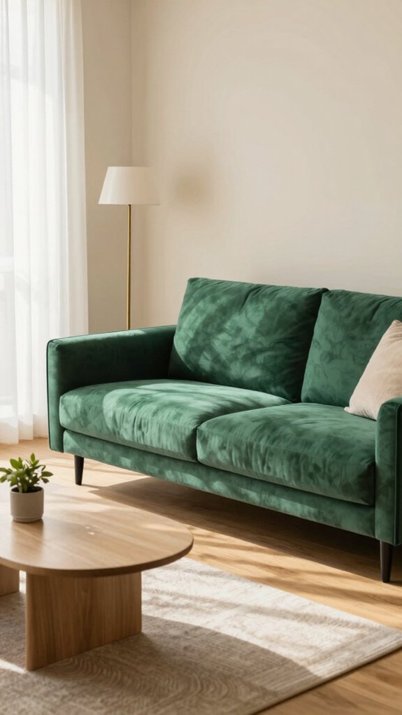 15 Green Couch Living Room Ideas That Feel Fresh and Balanced 3 green couch neutral walls