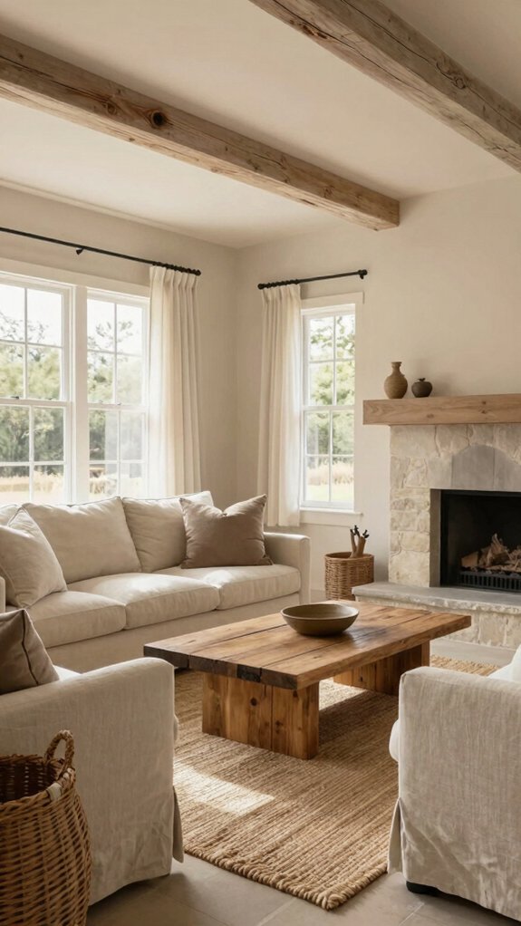 17 Modern Farmhouse Living Room Ideas for a Warm and Timeless Style 2 layered neutral color palette