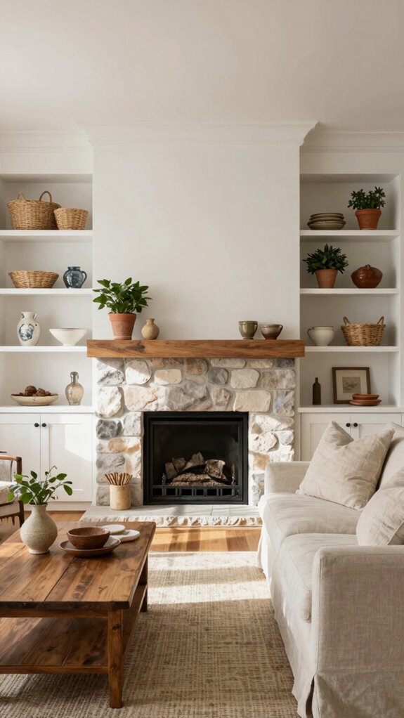 17 Modern Farmhouse Living Room Ideas for a Warm and Timeless Style 13 modern farmhouse built in shelving